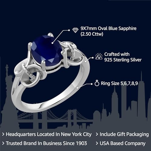 Gem Stone King Oval Gemstone Birthstone Engagement Ring For Women | 925 Sterling Silver | Oval 9X7MM | Wedding Anniversary Promise Ring | Available in size 5, 6, 7, 8, 92