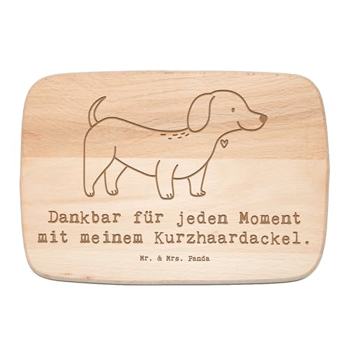Mr. & Mrs. Panda Holzbrett Dackel Kurzhaardackel Moment - Geschenk, Dachshund, Frühstücksbrett, schneidbrett, Frühstücksbrettchen, vesperbrett, Teckel, Schneidebrett