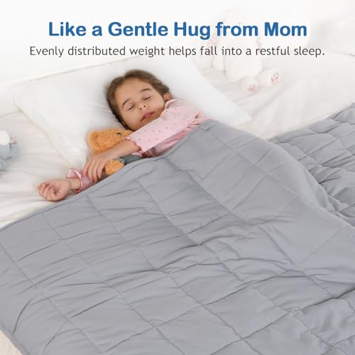 Kivik Weighted Blanket 7 lbs, 41" x 60" Grey Weighted Blankets for Small Single/Twin Size Bed, All-Season Breathable Soft Heavy Blanket for Travel, Calming & Sleep, Washable