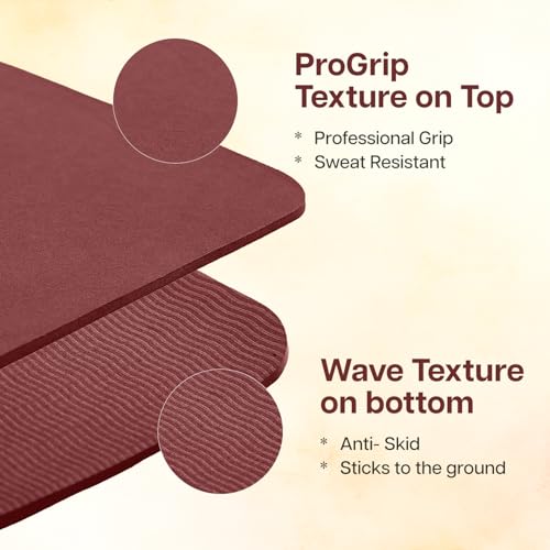 Image of WiseLife Grande XL 6 MM TPE Yoga Mat for Men & Women | Extra Thick, Long & Wide Premium Exercise Mat with Yoga Strap | Anti-Slip & Anti-Tear Ideal for Yoga, Pilates, Home Workouts & Gym Use (Maroon)