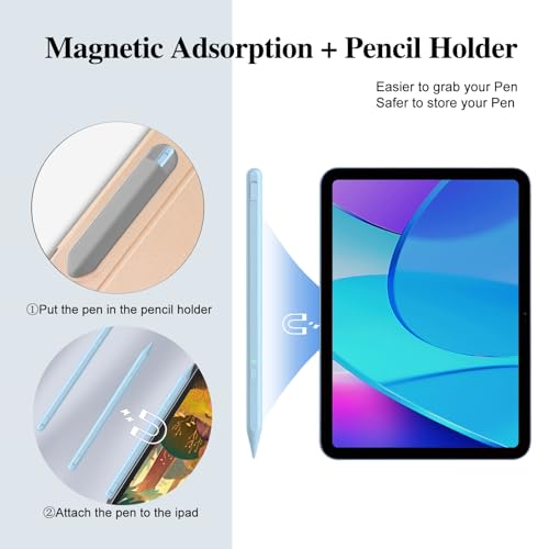 Image of Stylus Pen for iPad 11th&10th Generation,Milikilo Pen with Pencil Holder,Palm Rejection,for Air11&13 inch(M2 /M3), Pad Pro 11 inch&13 inch(M4),iPad 6-11th,iPad Pro 11 inch /12.9 inch, iPad Air 3 /4 /5,Mini 5 /6