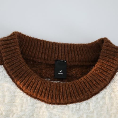 PRTM Fall Winter Oversized Sweater Striped Color Block Knitted Crewneck Pullover Tops3