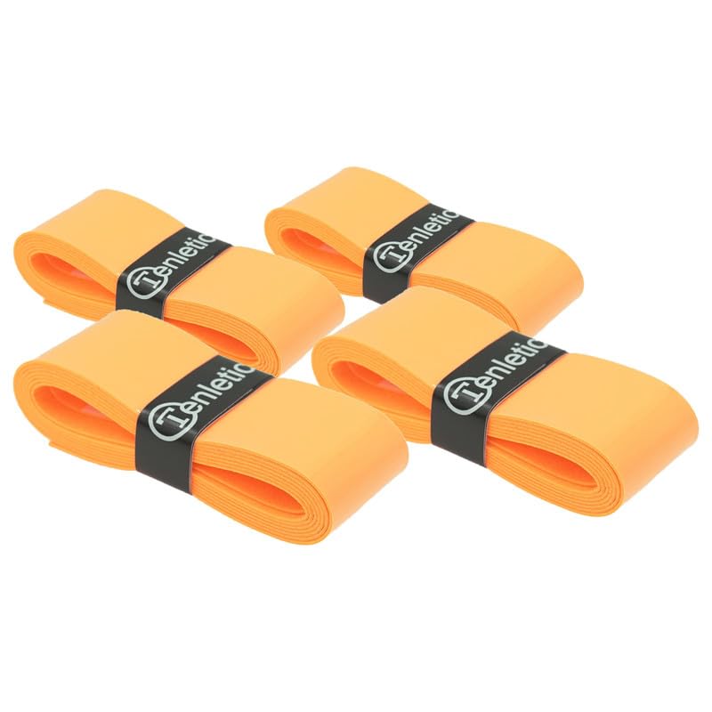Tenletic MegaGripper Racket Overgrip Tape – Orange – 4-Pack – 0.65 mm Thickness – for Tennis, Squash, Badminton and Other Racquet Sports