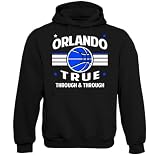 Ropa de baloncesto retro para hombre, Orlando - Sudadera con capucha negra, Small