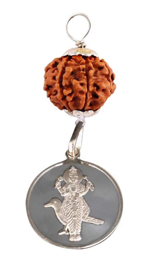 7 Mukhi Rudraksha con colgante Yantra plateado Nepal para protección de Shani Graha