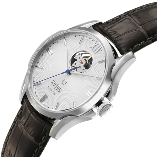 Image of Xylys Provenance Swiss Automatic Analog White Dial Grey Leather Strap Watch for Men - 40059SL01E
