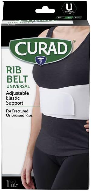 Curad Universal Rib Belt, Supports Bruised or Broken Ribs, Elastic Material for Comfort, Contoured, Unisex, Fits 28" - 50", 1 Belt