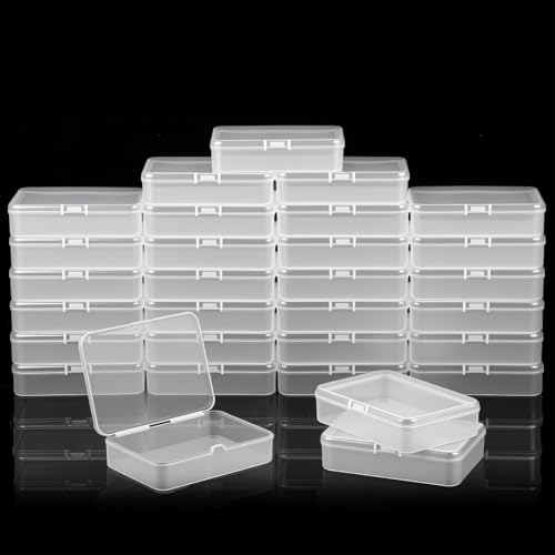 Image of 30 Pcs Clear Plastic Beads Storage Containers Box 4.1 x 3 x 1 InchSmall Clear Boxes with Hinged Lid Plastic Case Mini Square Arts Crafts Storage Organizers for Jewelry Beads Craft Supplies