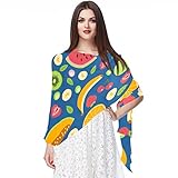 Bufanda de gasa ligera, suave, transparente, larga, para todas las estaciones, patrón de frutas azules, 01, Varios colores
