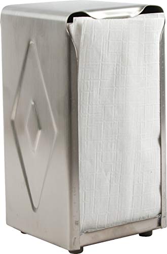 San Jamar H900X Tall Fold Restaurant Style Napkin Dispenser, 7-1/2" X 3-3/4", 150 Capacity, Satin Stainless #TOP1