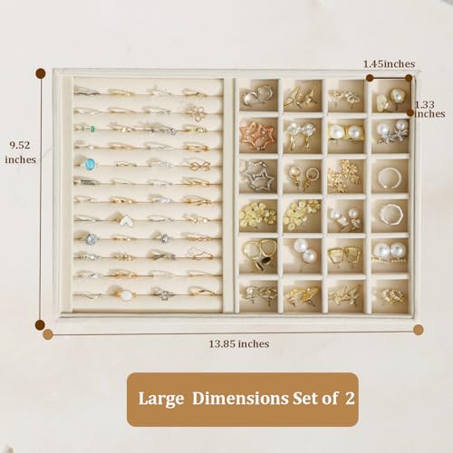 Image of Large Velvet Jewelry Tray Display Drawer Inserts 2 Pack