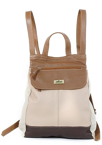 Mochila Feminina em Couro Legítimo Super Estilosa Modelo Jovem Marcela, Passeio, Viagem, Faculdade (Caramelo c/Café)