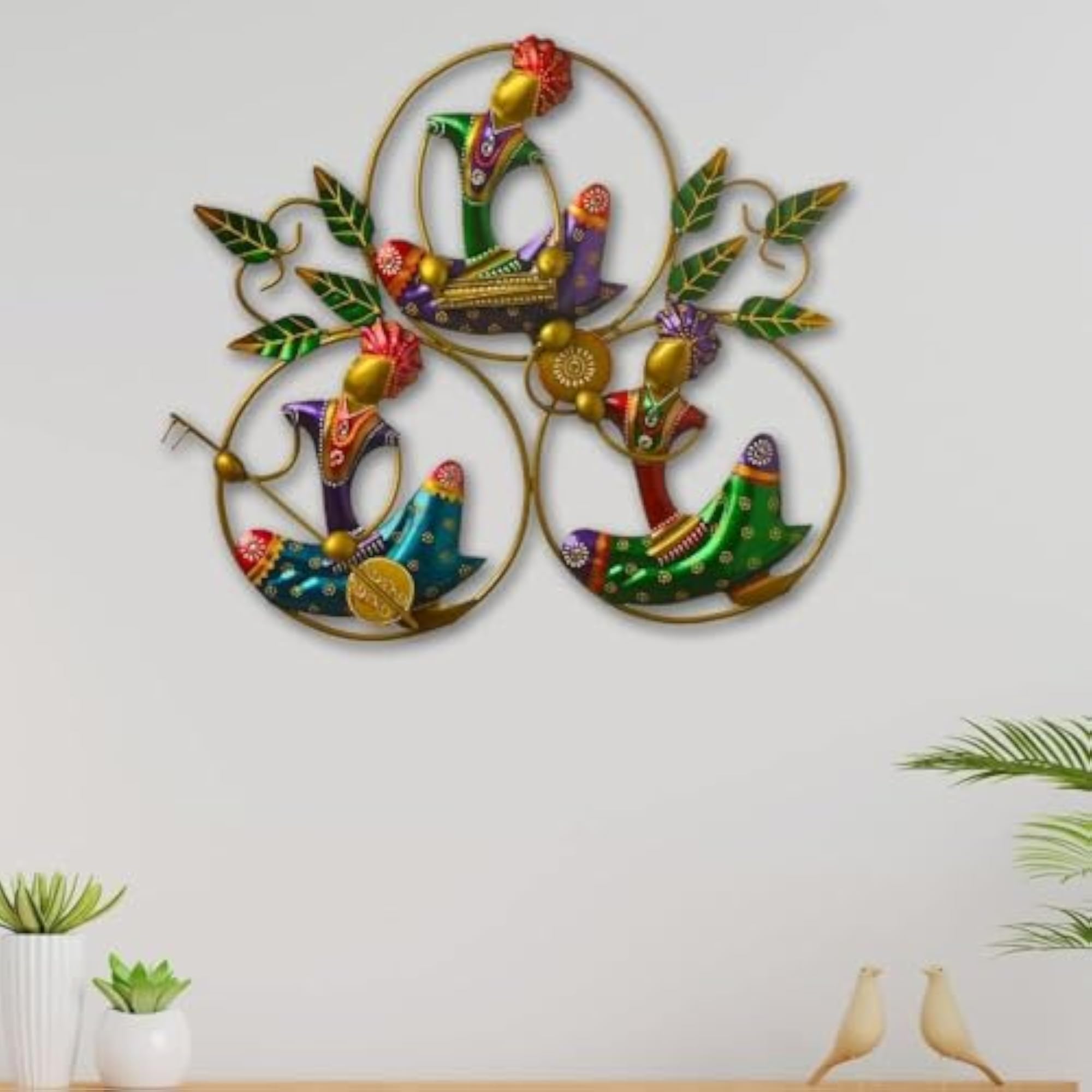 Retro Style Decorative Metal Musician Doll Frame Wall Decor