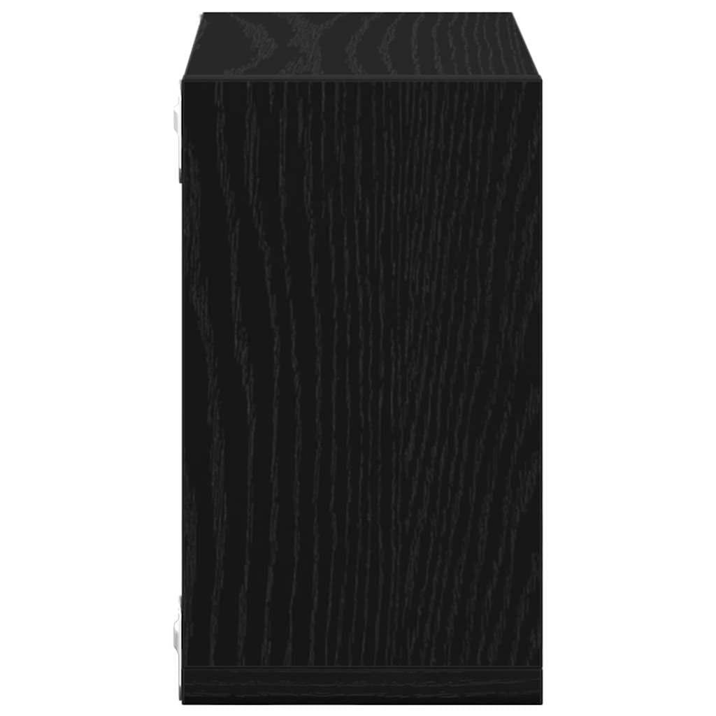 Wandregale Wandhalterung 2er Set schwarz eichenoptik, Holzwerkstoff schweberegal 26 x 15 x 26 cm für Bücher Deko und Pflanzen, Innenbereich