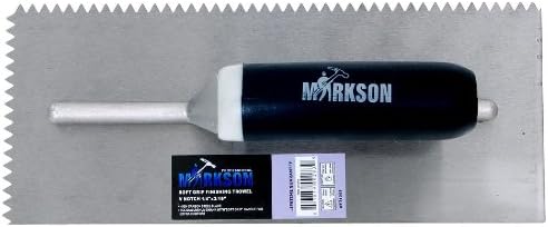 MARKSON V Notch Trowel with Soft Grip Handle, Drywall Trowel Notch 3/16" x 1/4" V Notch Trowel, High Carbon Steel