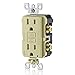 Leviton AFCI Outlet, 15 Amp, Self Test, Tamper-Resistant with LED Indicator Light, Protection from Electrical Fires, AFTR1-I, Ivory