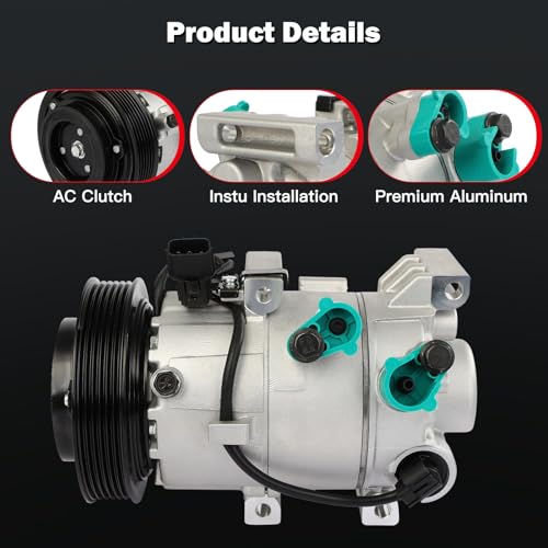 Image of Air Conditioning Compressor for Hyundai Accent for Kia Rio 1.6L 2018-2019 | Replaces AC Compressor for Car 168334 Powerful Cooling Quiet Operation