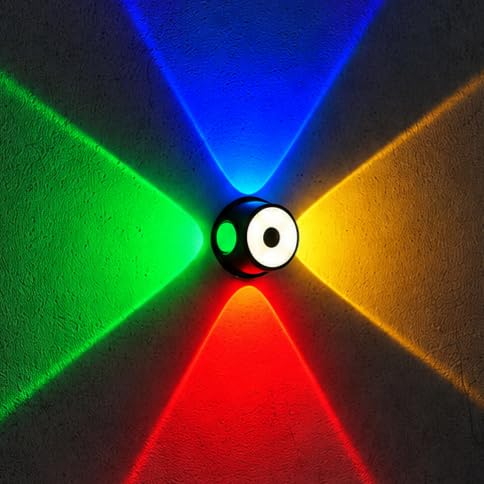Image of FERA Waterproof Up Down Led Wall Lamp, Aluminium IP65 Body 4+1 Ray, Multycolor, Indoor /Outdoor Decorative Wall Sconce Light, (Ironman Color)