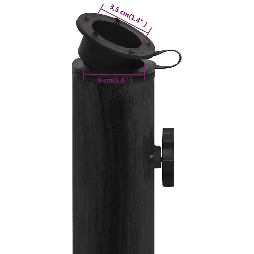 Supporto per ombrellone nero in ghisa, 44 x 44 x 31 cm, con adattatore per aste da 35, 38, 48 mm, base fissa per balcone, terrazza, giardino