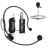 ワイヤレスマイク KIMAFUN2.4Gワイヤレスヘッドセットおよびラベリアラペルマイク 外付けクリップマイク 50ｍ伝送距離 8時間連続使用 プラグ＆プレイ 拡声器に対応 授業、講演、会議、イベント、説明会