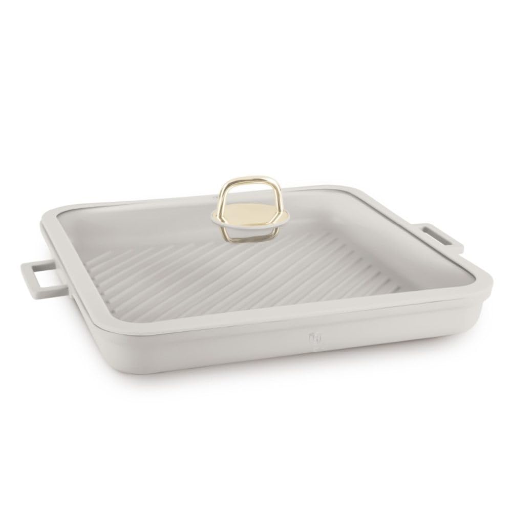 Berlinger Haus Bistecchiera con coperchio, rivestimento in titanio, 34 cm, collezione Sahara, antiaderente e alluminio pressofuso, adatta a induzione, manici resistenti al calore