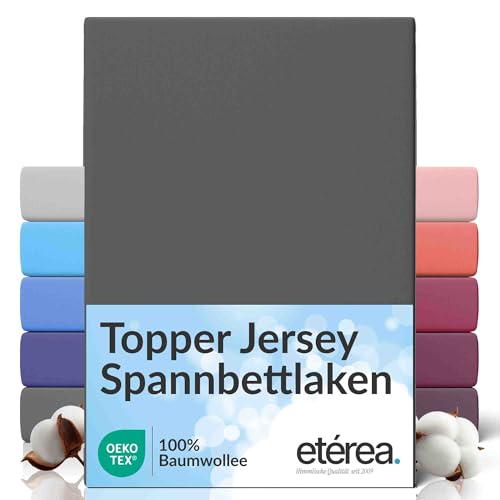 etérea Jersey Topper Boxspringbett Spannbettlaken 140x200 bis 160x200 cm - Superweiches Spannbetttuch aus 100% Baumwolle, Topper Bettlaken bis 10 cm Topperhöhe, Anthrazit 3 etérea Jersey Topper Boxspringbett Spannbettlaken 140x200 bis 160x200 cm - Superweiches Spannbetttuch aus 100% Baumwolle, Topper Bettlaken bis 10 cm Topperhöhe, Anthrazit