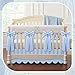 Hahafelt Blue Scalloped Crib Bed Skirt with 6 Large Bow, 28