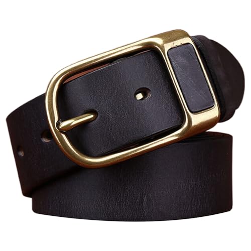 Mens Womens Belts Leather Copper Pin Buckle Business Belts for Casual Jeans Fashion Adjustable Belt,Black,120CM/47.3''