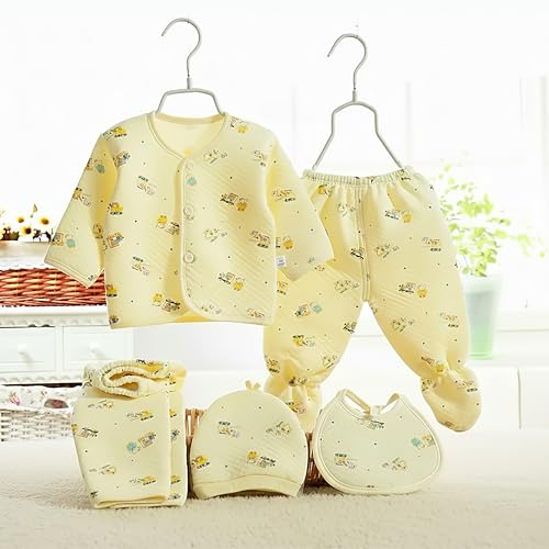 Image of Presents New Born Baby Summer Wear Printed Baby Clothes 5Pcs Sets 100% Cotton Boys Girls Unisex Baby Cotton /Summer or Flannel Suit Infant Clothes First Gift for New Born (0-6 Months)