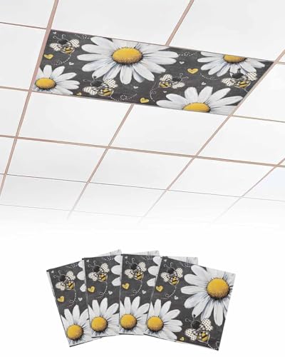 Filtres de lumière pour classe | 4 housses de plafonnier motif marguerite