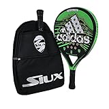 Padel NUESTRO | Adidas Faster Control Green + Siux Sporttasche | Padel Schläger aus Glasfaser und Carbonfaser + Schlägertasche - Padel Racket für Männer, Fortgeschrittenes Niveau