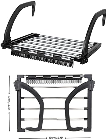 HEIBTENY Radiator Foldable Clothes Dryer Extendable Balcony Radiator Drying Rack Stainless Steel Folding Airer Radiator Drying Rack Rail for Hanging Clothes Towel Underwear Shoes Socks (32 X 40cm)