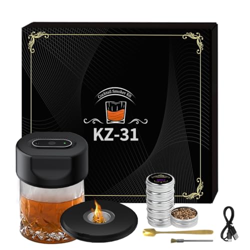 Whiskey Smoker Kit Cocktail Smoker Kit with 6 Wood Chips Smokepub Electric Cocktail Smoker for Old Fashioned Bourbon Drinks & Cocktail Lovers Gift Ideas for Men, Dad, Husband