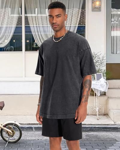 Oversized Tshirts for Men Short Sleeve Vintage Washed Basic Loose Tees4