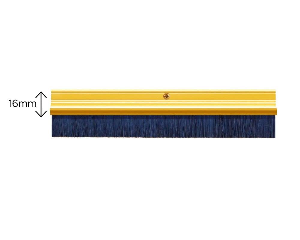Exitex Brush Strip 914mm – Gold Finish Aluminium Draft Stopper Seal with Hard-Wearing Polypropylene Bristles, Door Draught Excluder