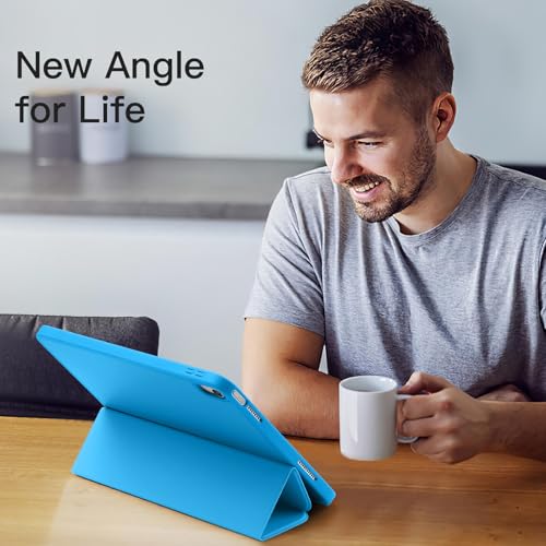 Image of Akkerds Compatible with iPad (A16) 11th Generation Case 11 Inch 2025, for iPad 10th Generation Case 10.9 Inch 2022 with Pencil Holder, Slim Trifold Stand Protective Cover with Soft TPU Back,Light Blue