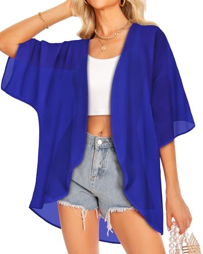 Image of Women Kimono Cardigans Casual Summer Tops Cover up Open Front Floral Print Resort Wear 2026