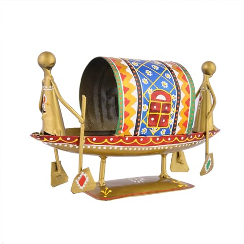Image of CraftVatika Home Decor Decoration Items for Living Room,Metal Boat Naav Showpiece,Decorative Items for Living Room,Gift Item Housewarming,Marriage,Wedding,Corporate Items,Multicolor,19.5cm,10.5cm