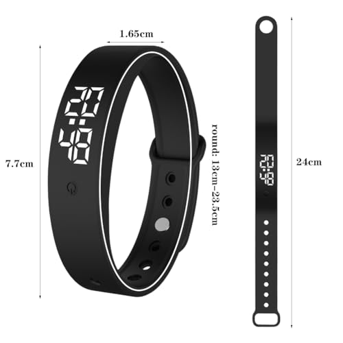 DASIAUTOEM Vibrationswecker Armband, Vibrationsalarm Erinnerung Uhr, Armband Wecker Vibration mit Timer, Trinkerinnerung Alarm Medikamenten Wecker für Kinder, Erwachsene, 6 Täglichen Alarmen (Schwarz)