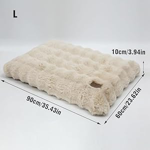 BingoPaw Hundebett Grosse Hunde waschbar: 90x60x10 cm Hundekissen flauschig Plüsch Hundematte für große mittelgroße Hunde, Hundematratze wasserdicht abnehmbar rutschfest, Beige, L