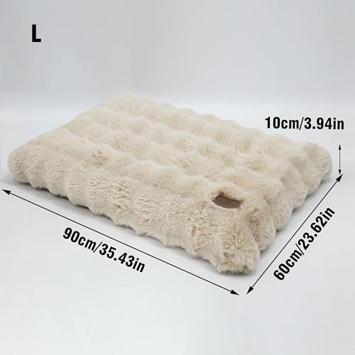 BingoPaw Hundebett Grosse Hunde waschbar: 90x60x10 cm Hundekissen flauschig Plüsch Hundematte für große mittelgroße Hunde, Hundematratze wasserdicht abnehmbar rutschfest, Beige, L