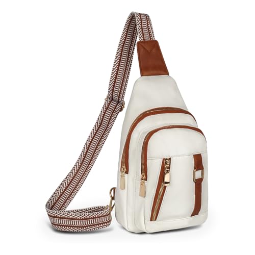 Relang Leather Sling Bag for Women - Antarctic White Brown