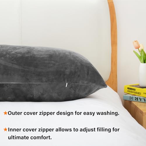 Body Pillow, Memory Foam Body Pillows for Adults Sleeping, Long Pillow for Bed, Big Large Firm Full Body Pillow for Side Sleeper, 20x54 Inch, Light Grey