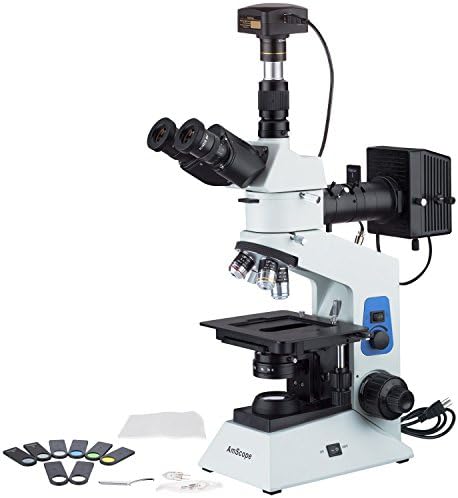 AmScope - 40X-800X Polarizing Metallurgical Microscope with Top and Bottom Lights + 18MP USB 3.0 Camera - ME580TA-PZ-2L-18M3
