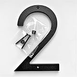 5 Inch Modern Plastic House Number, black or white building address number with stainless steel screws included (BLACK 2)