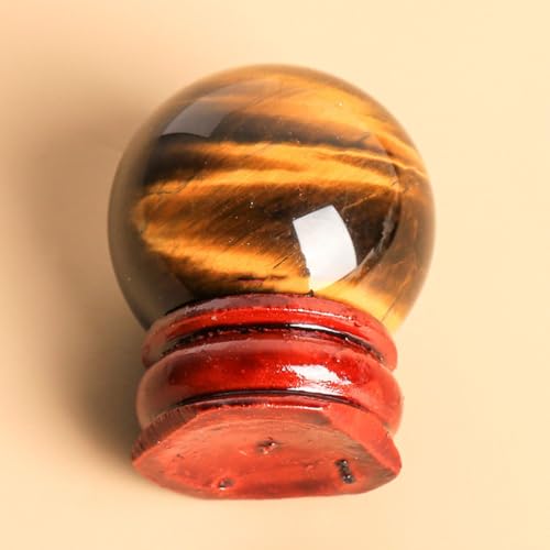 Sphère œil de tigre véritable et socle d'exposition haut de gamme