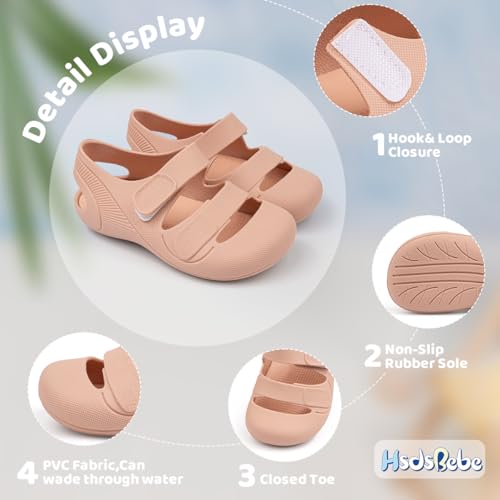 Image of HsdsBebe Little Kids Beach Sandals Toddler Boys Girls Jelly Sandals Closed-Toe With Anti-Slip Rubber Sole Children Summer Outdoor Water Shoes