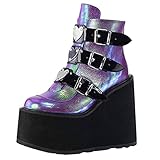 Damen Stitch Womens Sandale Damen Plateau Stiefeletten Stiletto High Heels Reißverschluss Kniehoch Stiefel Damen Blockabsatz High Heels Plateau Lackstiefel mit Reißverschluss Damen Leder Schuhe mit Absatz Blumen Patchwork Knöchel Lederstiefel Bunte Schuhe Damen Plateau Stiefeletten mit Pfennigabsatz Verzierte Rote Kreuzschnürung Lack Schwarz