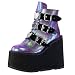 Damen Plattform Stiefel, Mode Multicolor Wedge Boots Damen Zip Up Platform Schuhe Sexy Heel Ankle Boots Abendkleid Arbeitsschuhe Bunte Plattformkeilabsatzschuhe Boots(Lila, 40)