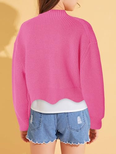 Haloumoning Girls Mock Neck Sweaters Kids Fall Fashion Long Batwing Sleeve Rib Knit Pullover Clothes 5-14 Years2